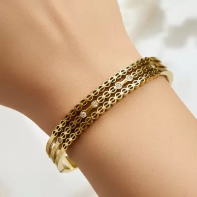 Gold Plated Stainless Steel Anti-Tarnish Bangle