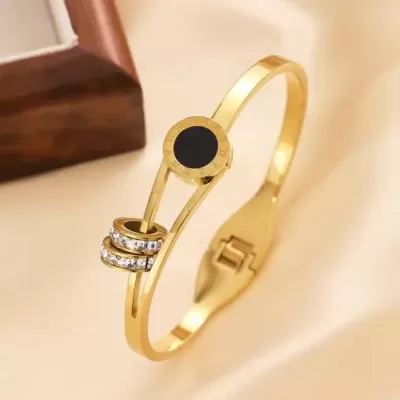 Gold Plated Stainless Steel Anti-Tarnish Cubic Zirconia Bangle