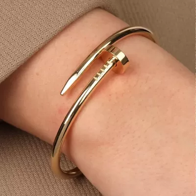 Gold Plated Stainless Steel Anti-Tarnish Nail Bracelet