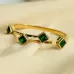 Gold Plated Stainless Steel Anti-Tarnish Green Stone Zigzag Bangle