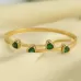 Gold Plated Stainless Steel Anti-Tarnish Heart Shape Green Stone Bangle