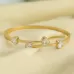Gold Plated Stainless Steel Anti-Tarnish Heart Shape Diamond Stone Bangle