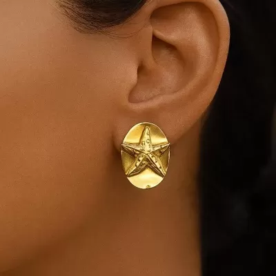 Gold Plated Stainless Steel Anti-Tarnish Star Burst Earring