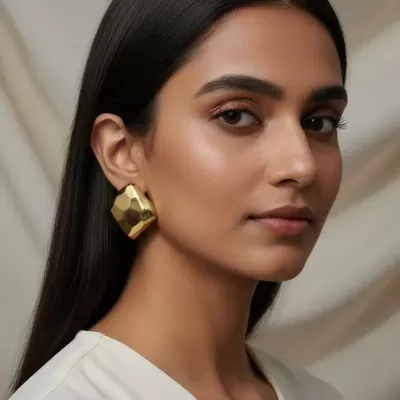 Gold Plated Stainless Steel Anti-Tarnish Square Shape Earring