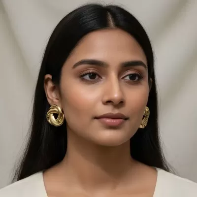 Gold Plated Stainless Steel Anti-Tarnish Knot Twist Stud Earring