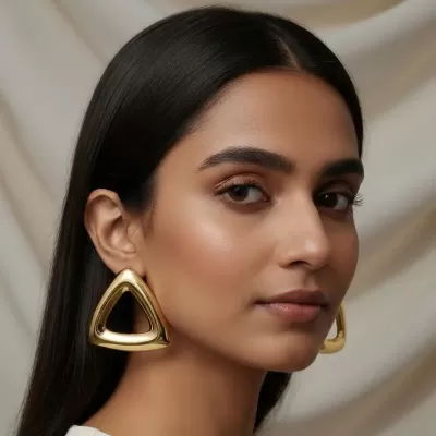 Gold Plated Stainless Steel Anti-Tarnish Triangle Shape Earrin