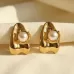 Gold Plated Stainless Steel Anti Tarnish Charm Pearl Earring
