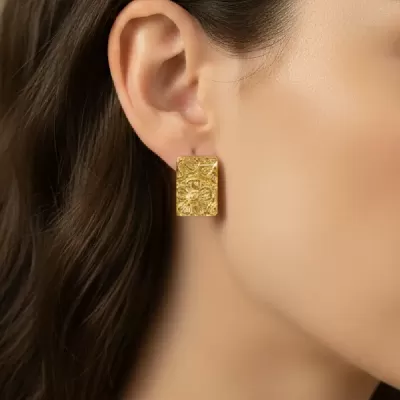 Gold Plated Stainless Steel Anti Tarnish Charm Earrings