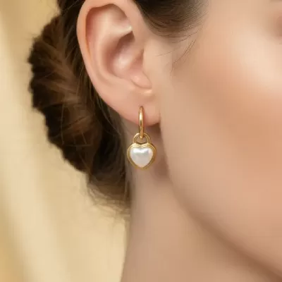 Gold Plated Stainless Steel Anti-Tarnish Earring with Pearl