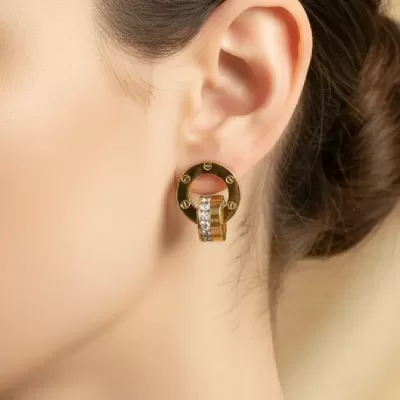 Gold Plated Stainless Steel Anti-Tarnish Earring with Stone