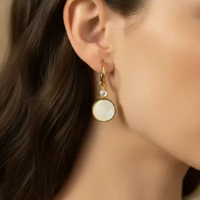 Gold Plated Stainless Steel Anti-Tarnish Earring with Pearl