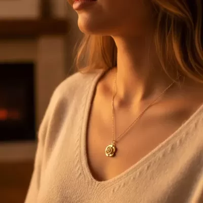 Gold Plated Stainless Steel Anti-Tarnish Rose Pendant Necklace