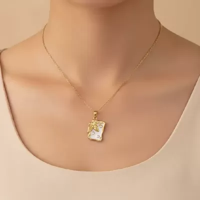 Gold Plated Stainless Steel Anti-Tarnish Butterfly Pendant Necklace