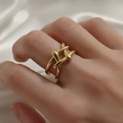 Gold Plated Stainless Steel Anti-Tarnish Adjustable Hash Tag Ring