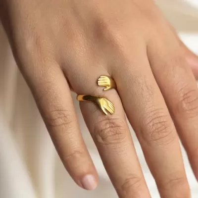 Gold Plated Stainless Steel Anti-Tarnish Hug Ring